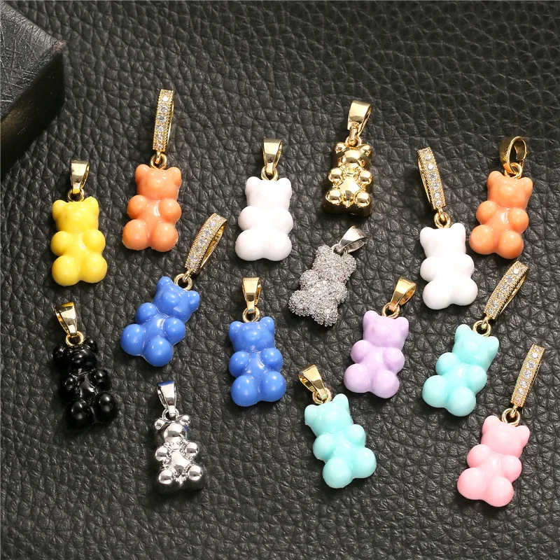 1 шт. милые Подвески карамельных цветов из смолы в виде жевательного медведя