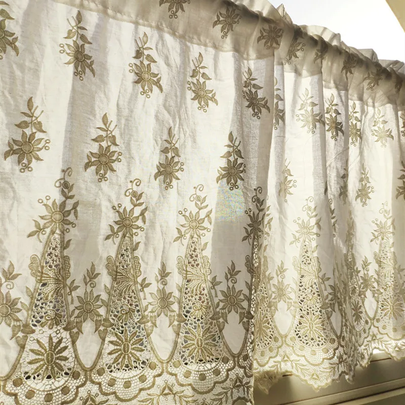 JUYANG. Новые хлопковые ажурные шторы для шкафа с вышивкой. Короткие белые шторы.