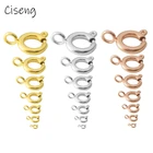 Круглые пружинные зажимы-коннекторы 5 шт.лот из нержавеющей стали золотого и серебряного цвета для изготовления ювелирных изделий своими руками, 5-18 мм