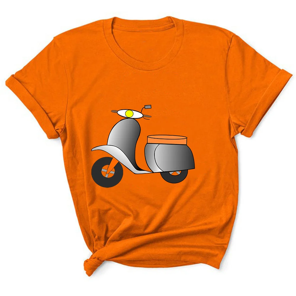 

motorcycle Woman Print Harajuku Summer Tshirts Casual Round Neck Short Slee Top Tee Shirt TX20084