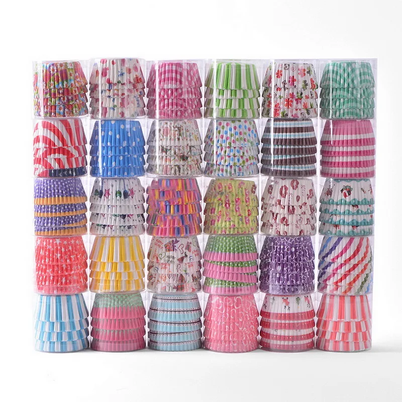 100 Oil-proof Barreled Rainbow Cake Paper Cup Baking Muffin Chocolate Sticky Rice Tray Party Mini Cups | Дом и сад