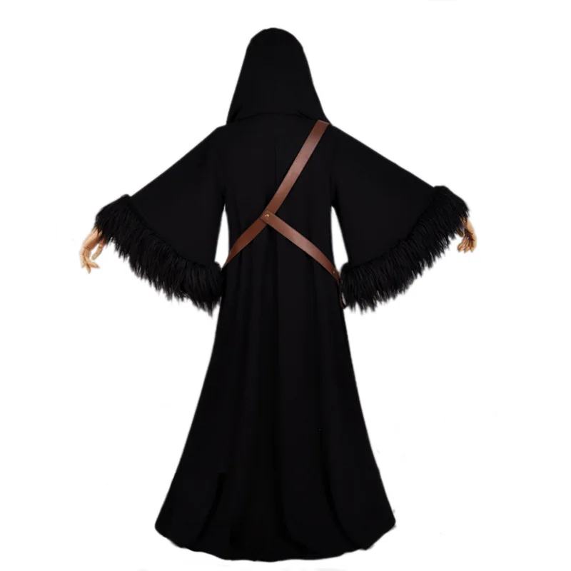 Женский костюм для косплея черное пальто плащ с капюшоном супергероя Хэллоуина