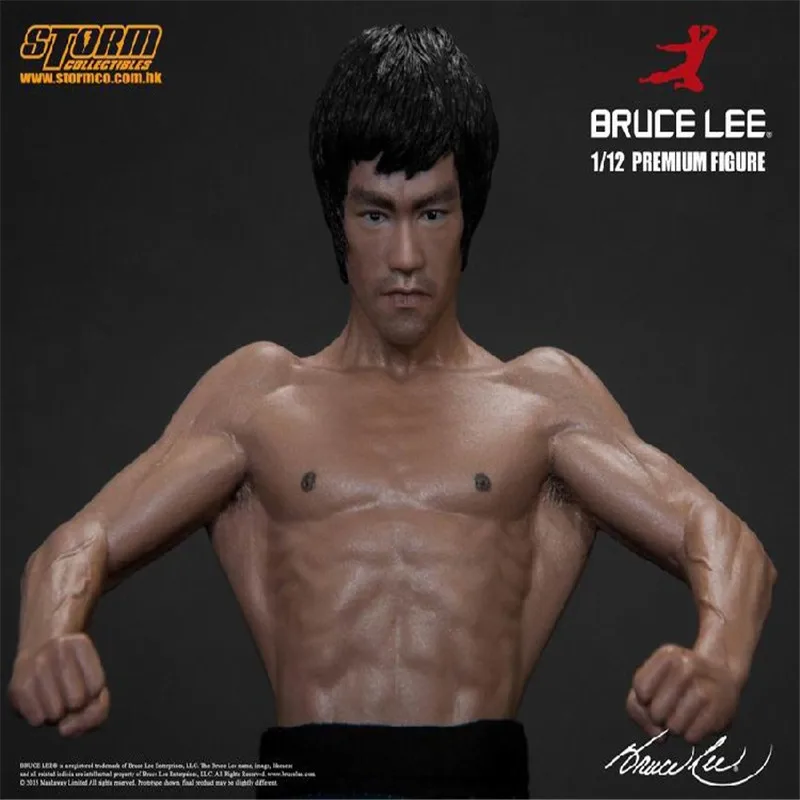 

New 20CM Bruce Lee Bat Muscle Figure Full Body Real Clothes Interchangeable Head Double Head Action PVC Collectible Model Toy