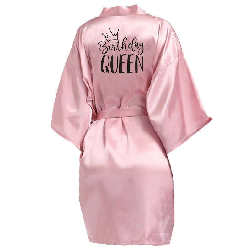 

Women Silk Birthday Robes Birthday Queen & Squad Kimono Robe Bathrobe Sexy Nightwear Robes Satin Robe Dressing Gowns