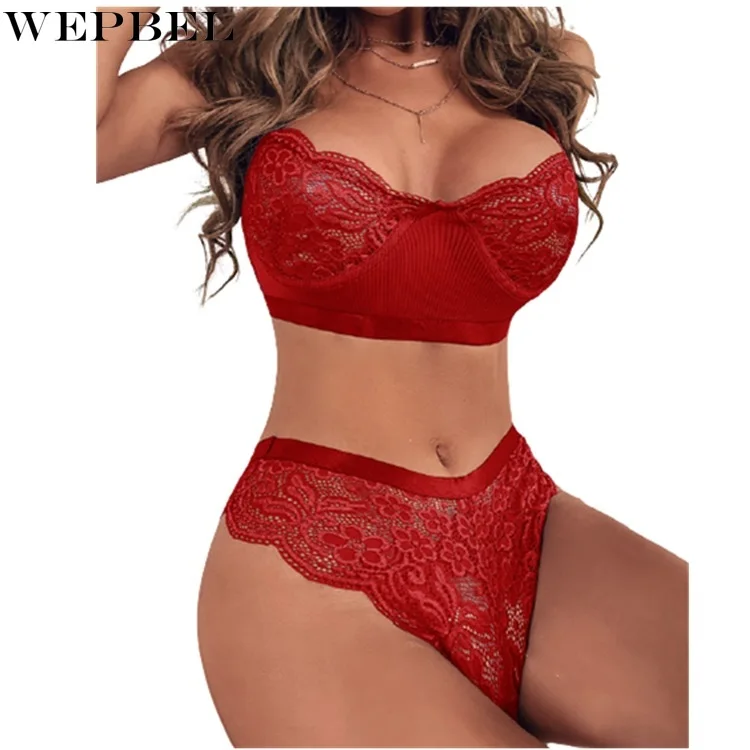 

Женский сексуальный облегающий кружевной комплект бикини WEPBEL, летние модные сетчатые плавки со средней талией + купальник на бретелях-спаг...