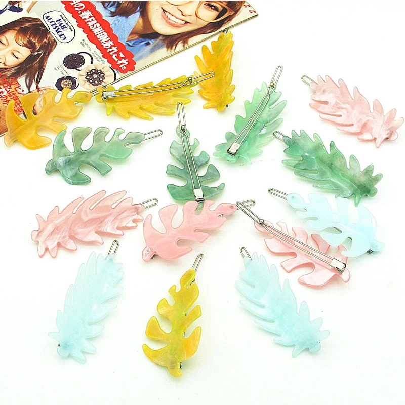 Красочная Заколка-пряжка в богемном стиле модная заколка для волос виде листьев