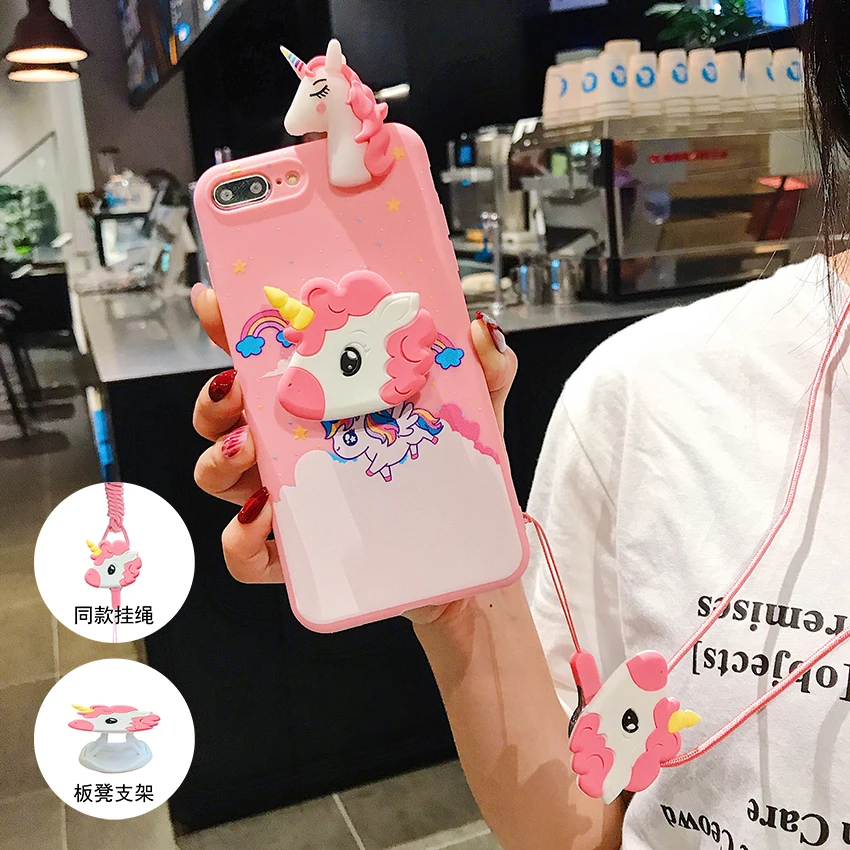 Радуга игрушечный Единорог чехол для OPPO R11 R11S R15 R17 R15X R9 R9S плюс Realme C2 A1K U1 2 Pro X K3 Рено Мягкая Обложка Кронштейн ремешок