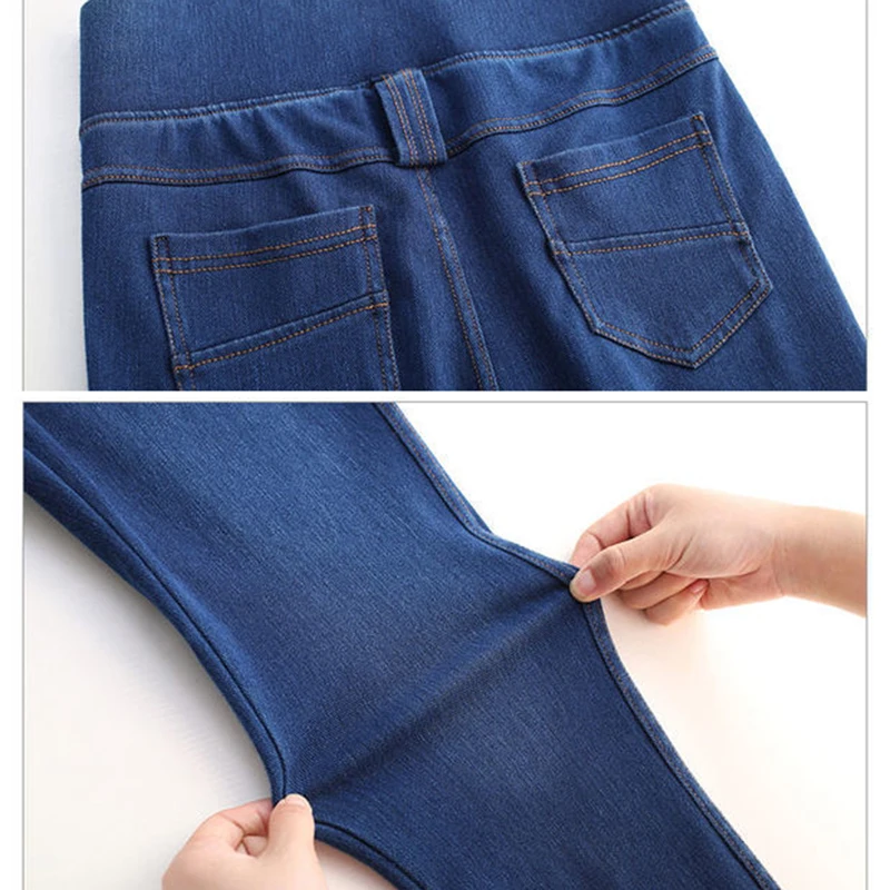 

High Waist Elastic Skinny Jeans For Slim Women Retro Pocket Plus Size Denim Trousers Streetwear Spring Autumn Stretch Jeans