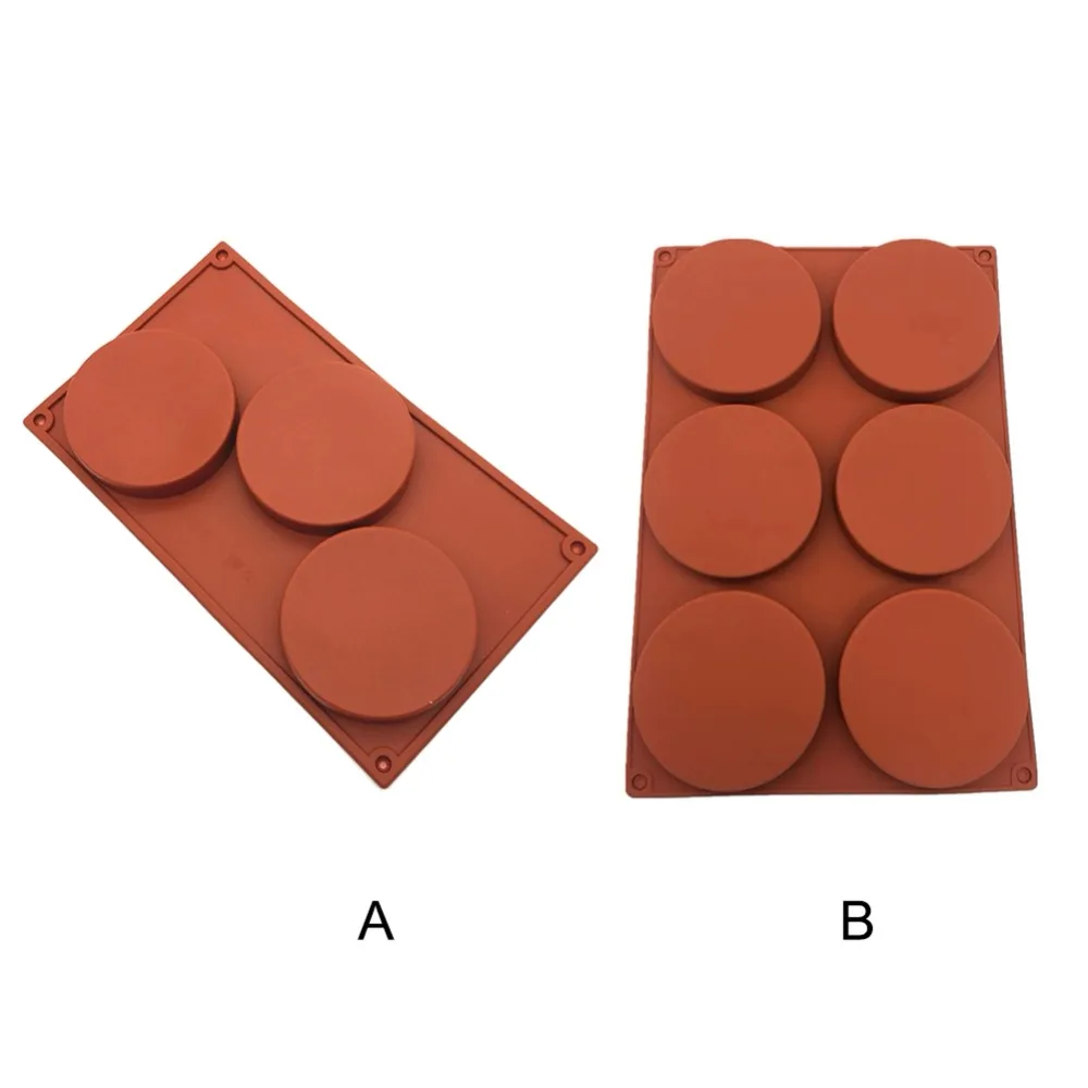 

3/6 Holes Silicone Chocolate Mold Shallow Cylinder Cake DIY Handmade Silicone Large Round Disc Candy Mold Baking Mold