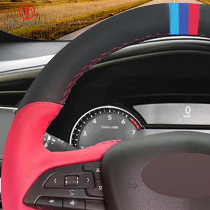 LQTENLEO Black Suede Red Leather DIY Hand-stitched Car Steering Wheel Cover For Cadillac XT4 2017 2018 2019 | Автомобили и