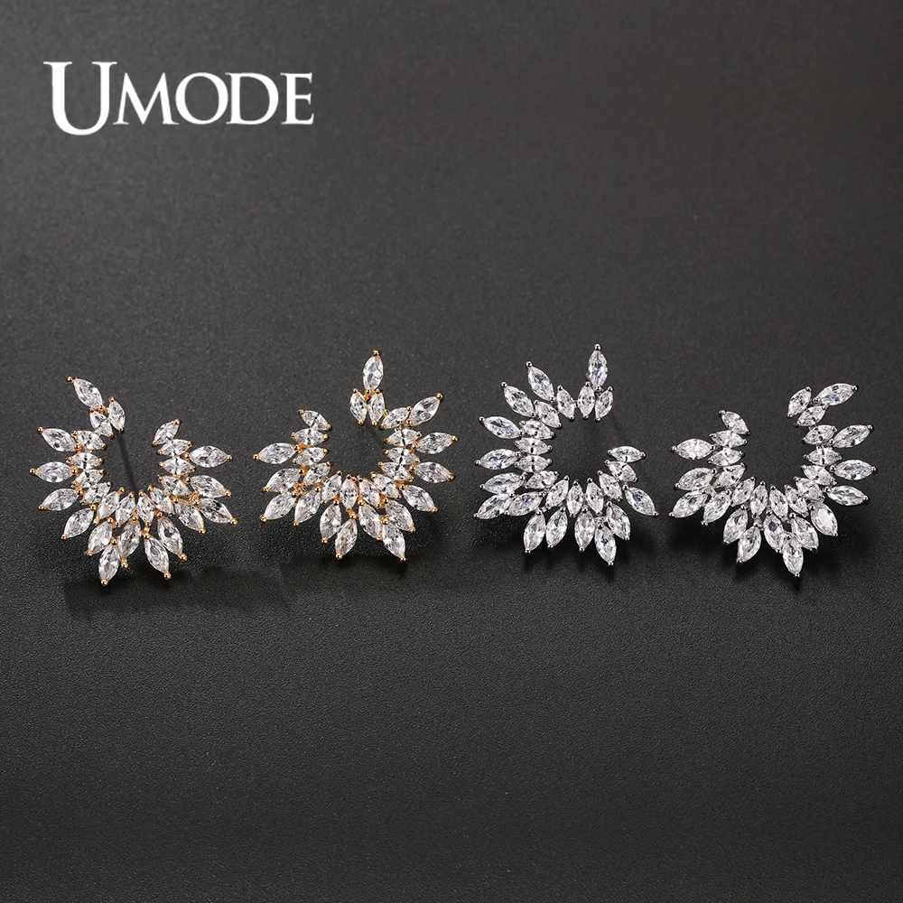 

UMODE New Unique Paved CZ Crystal Wing Stud Earrings for Women Fashion Zircon Earring Jewelry Birthday Dating Gift Bijoux UE0655