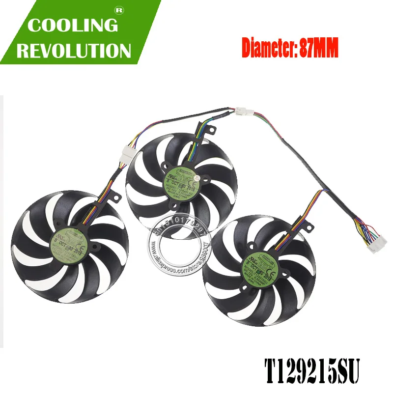 Вентилятор Охлаждения видеокарты T129215SU 87 мм RX 5600 XT 5700 для ASUS ROG Strix XT|cpu fan|cooling fancpu fan