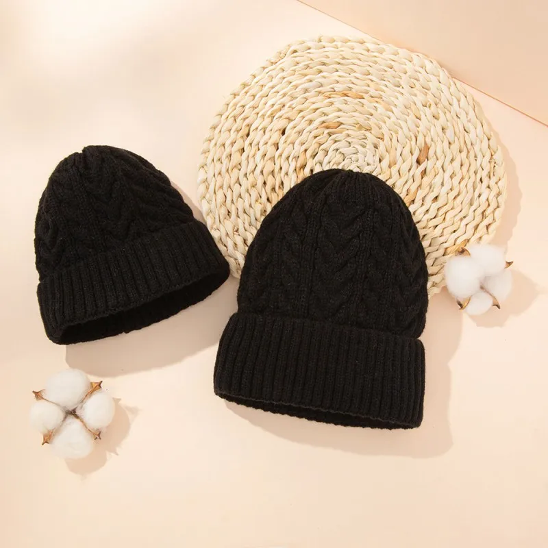 Милые детские шапки Теплые вязаные для мамы дочки и сына Одинаковые семьи Зимняя