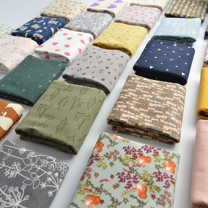 Детская фланелевая ткань из чистого хлопка и бархата с мультяшным цветочным