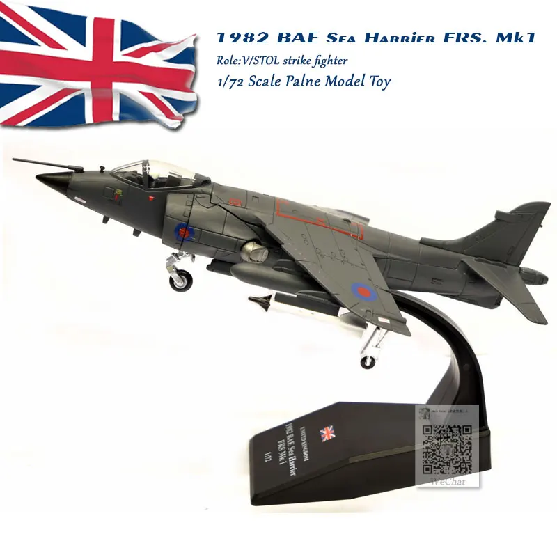 

AMER 1/72 Scale 1982 BAE Sea Harrier FRS. Mk1 V/STOL Strike Fighter Diecast Metal Plane Model Toy For Collection/Gift/Kids