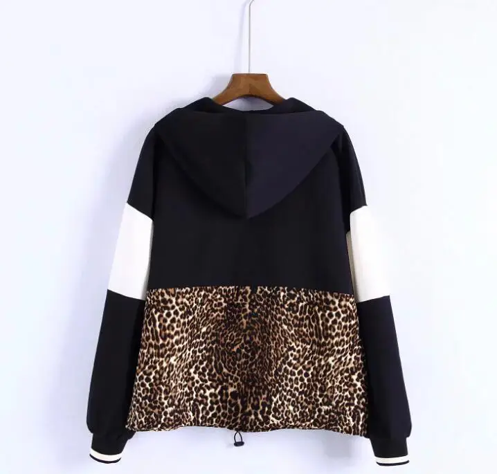 Осенне-зимние женские толстовки в стиле пэчворк с леопардовым принтом