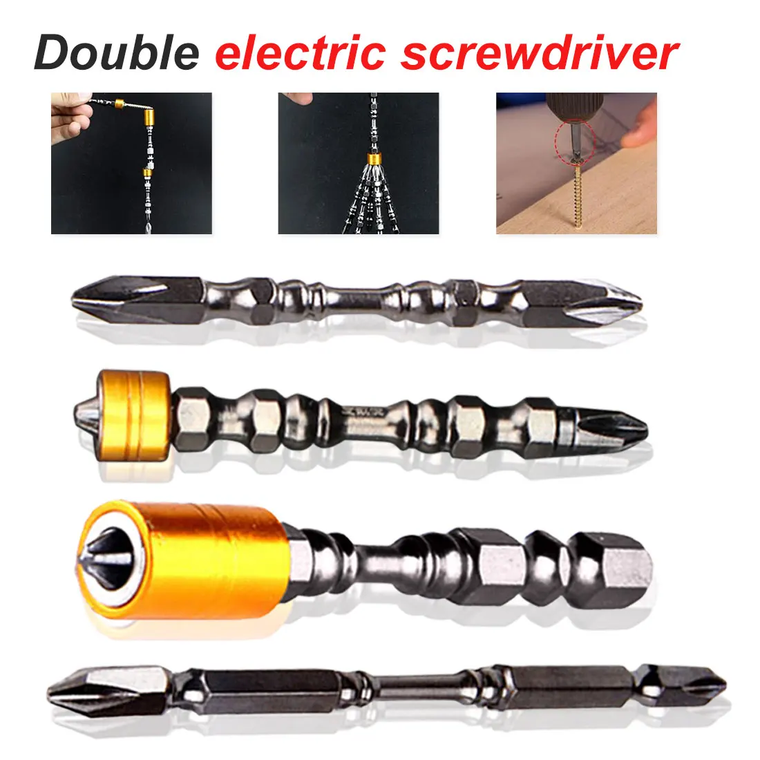 

1Pcs Screwdriver Bit Hand Tools Hardness Magnetic 65MM 110MM Cross Head Double Head Electric Screwdriver Set Phillip Screws