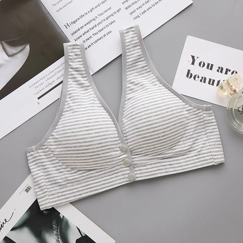 

Summer Thin Knitted Cotton Maternity Nursing Bras Front Open Breastfeeding Lacation Clothing Mother Feeding Free Vest Underwear