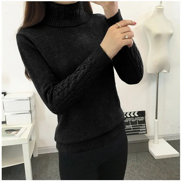 

Sweater knitted slim thickened elastic feminine twist high collar fashion Autumn/winter