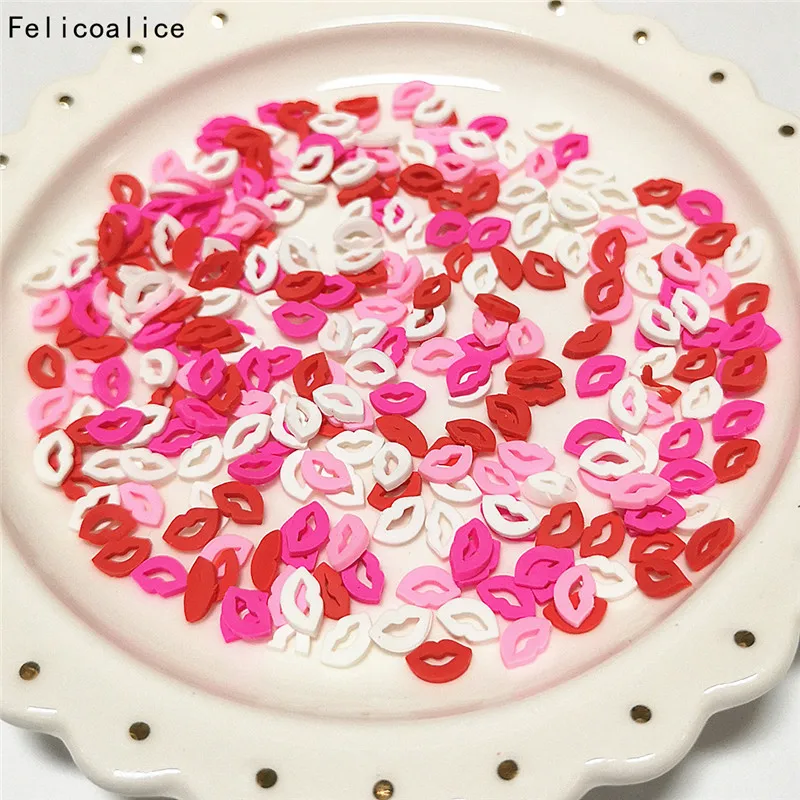 

100g Polymer Clay Lips Shape Slices Addition For Nail Art Slime Charm Filler For DIY Slime Accessories Supplies Decoration Toy