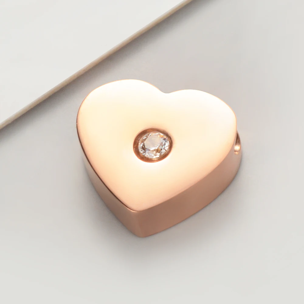 30pcs/Lot Mirror Polished Stainless Steel Heart Charm Beads Small Hole Bead for DIY Making Necklace Bracelet Jewelry Wholesale