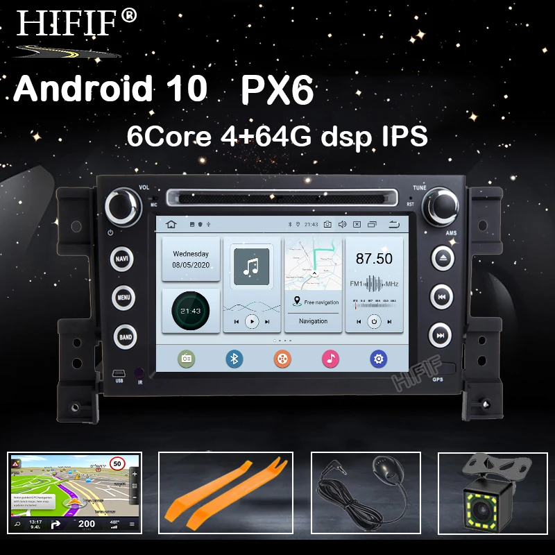 PX6 DSP IPS Android 10 4G Автомобильный GPS 2 DIN dvd плеер для SUZUKI GRAND VITARA 2007 2013 Радио стерео экран