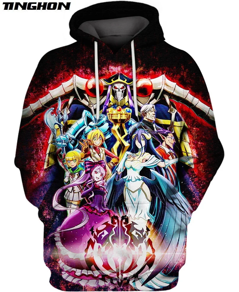 XS 7XL Модные мужские толстовки overlord аниме всех персонажей 3D печатных толстовка с