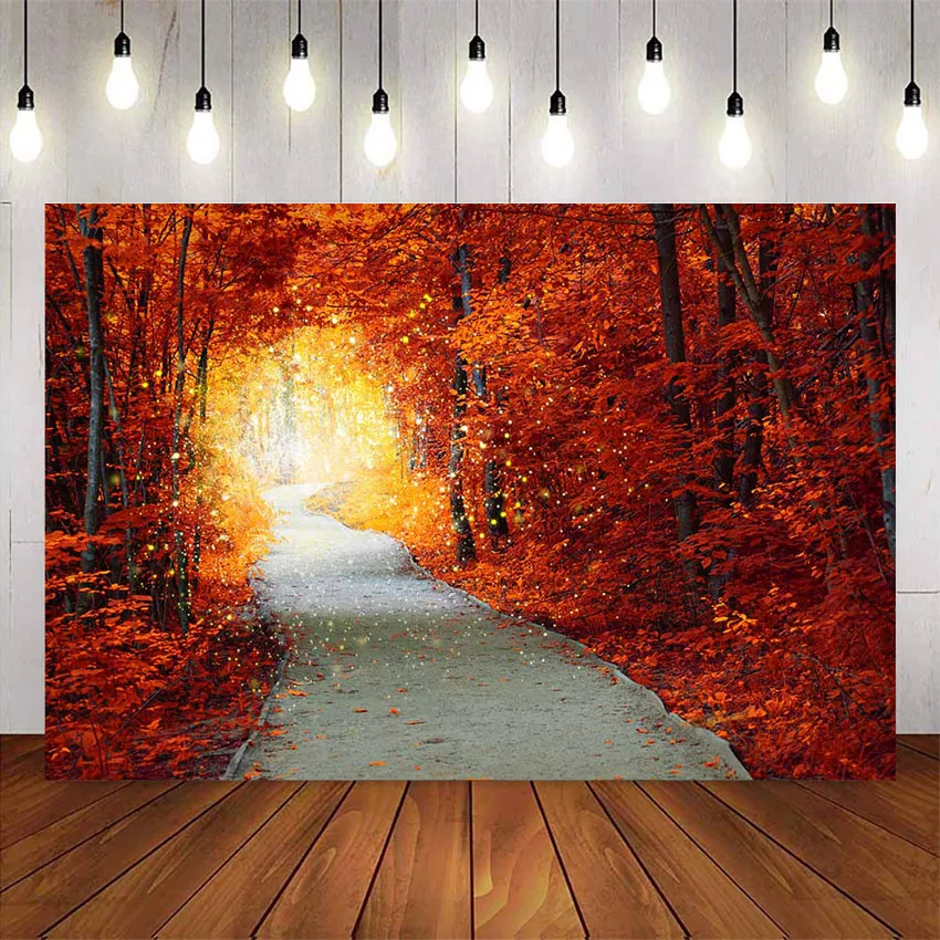 Фон для фотосъемки с изображением Красного кленового листа осенний Блестящий