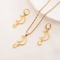 bangrui new fashion sweet moon star glod plated pendant necklaces earrings temperament crescent clavicle chain jewelry set