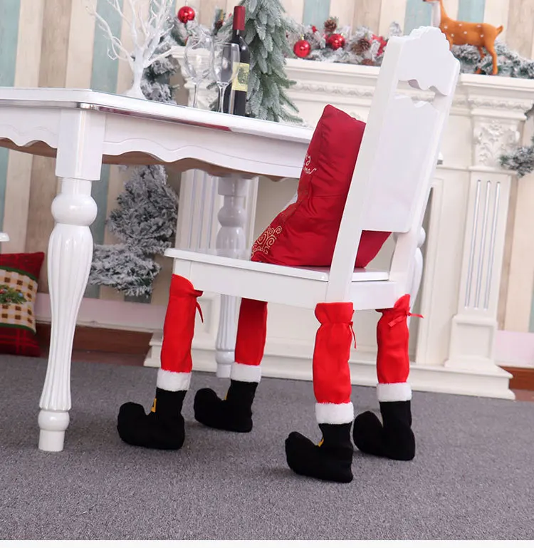Красный Рождественский Чехол для стула с ножками стола украшение на Рождество
