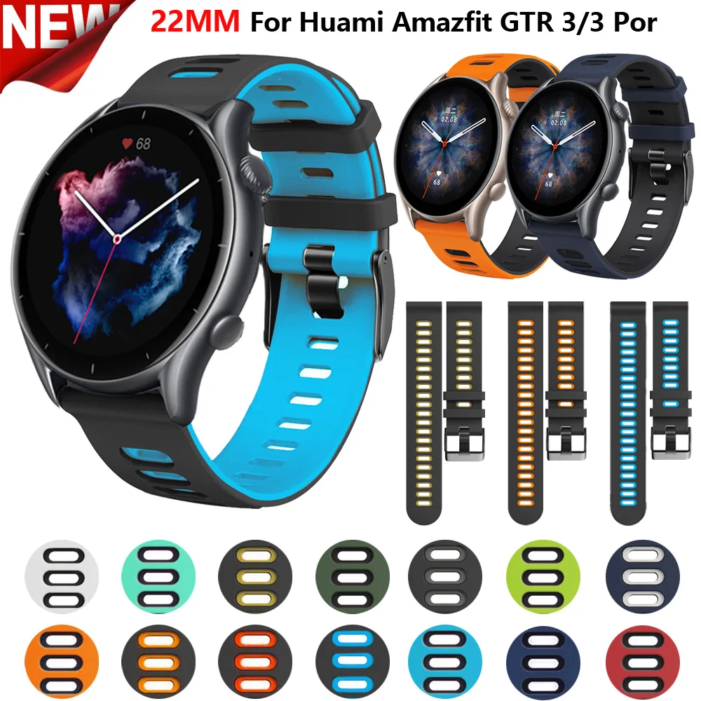 

22mm Silicone Watch Band for Xiaomi Huami Amazfit gtr 3 3Pro 2e 2 47mm Strap Sport Bracelet Watchband Stratos 3 GTR3 Wristbands