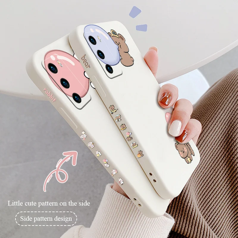 

The Bear Rabbit Balloon Phone Case For Huawei P40 P40Lite P30 P20 Mate 40 40Pro 30 20 Pro Lite P Smart 2021 Y7a Silicone Cov