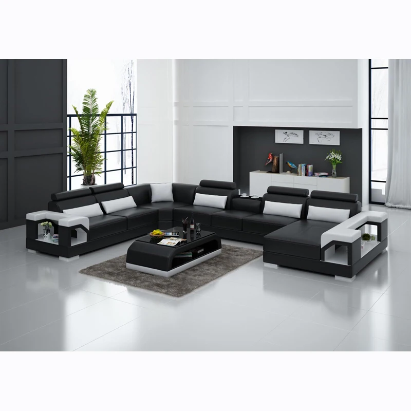 Современный кожаный диван для гостиной с шезлонгом | Мебель