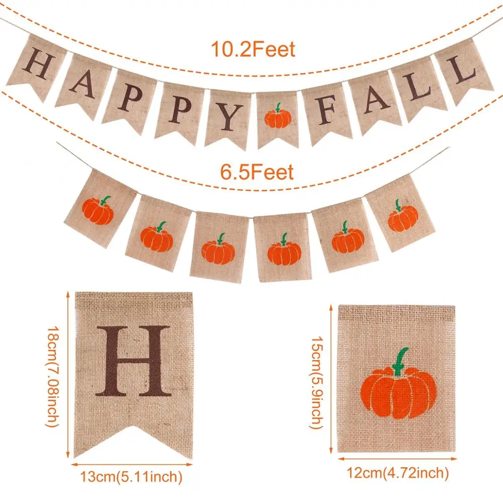 

HUIRAN Happy Fall Banner Halloween Pumpkin Catton Banner Autumn Decoration Happy Fall Yall Wedding Birthday Flag Banner Outdoor