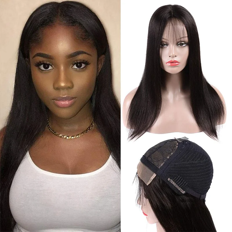 Парик Yaki из человеческих волос бразильский парик на сетке 4x4 плотность 150% для