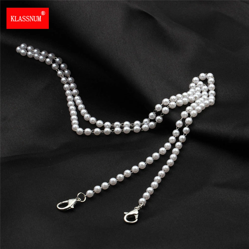 1 шт. белый жемчуг с бисером цепи маска Цепочки и ожерелья для лица яркие ремни