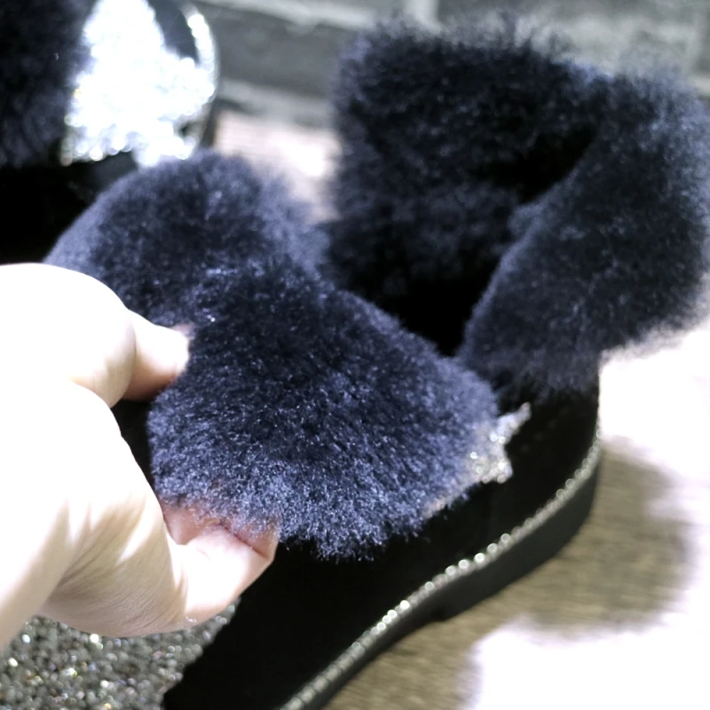 2021 explosion models creative handmade DIY snow boots fur cake thick bottom cotton shoes rhinestone | Обувь