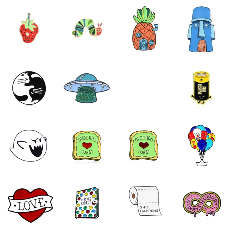 Брошь в виде мультяшной книги эмалированная брошь форме тоста из авокадо и хлеба