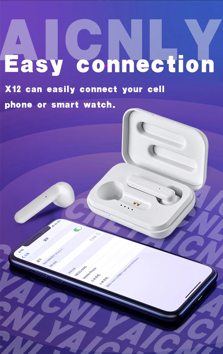 X12 tws bluetooth Беспроводные наушники с зарядным устройством HIFI 3D стерео с двойным микрофоном для iphone xiaomi pk i12 i200 i9000