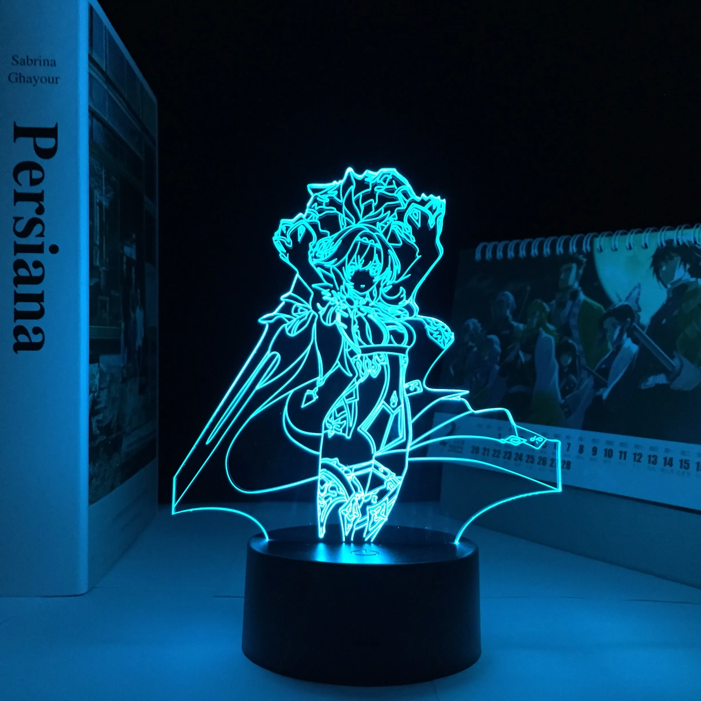 

Remote Control Genshin Impact 3D LED Night Light Game Figure Eula Acrylic LED Lamp for Game Hall Atmosphere Decoration Light