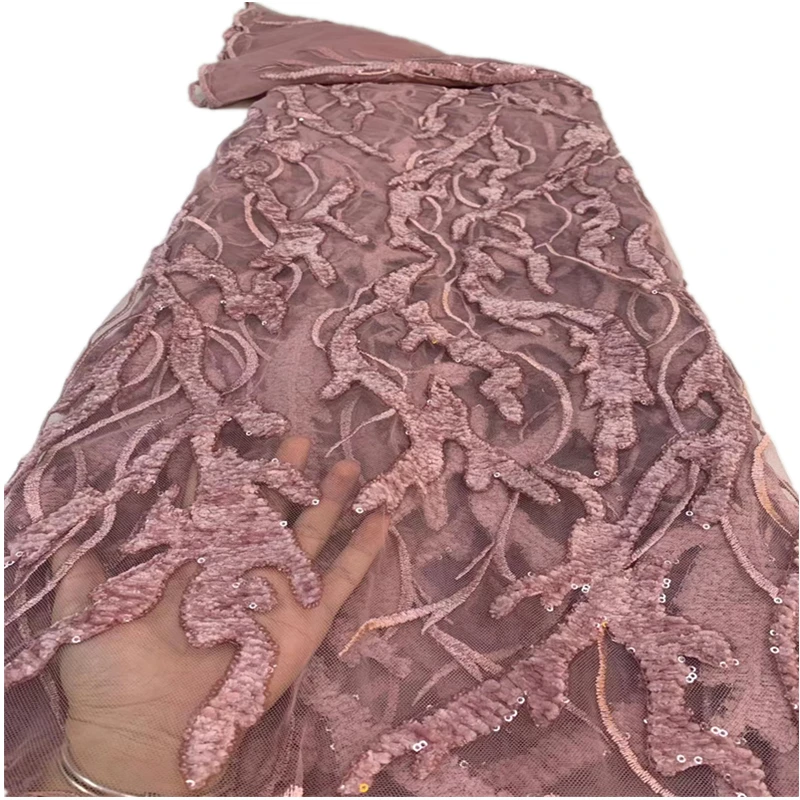 

High Quality African Lace Fabric Soft mesh Lace Fabric Fabric with sequins Embroidered Lace Fabric for Evening Dresses ZX-160