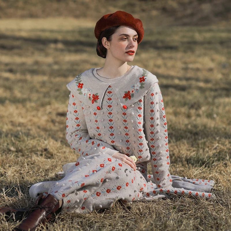 Оригинальный дизайн AIGYPTOS осенне-зимний женский милый винтажный вязаный пуловер