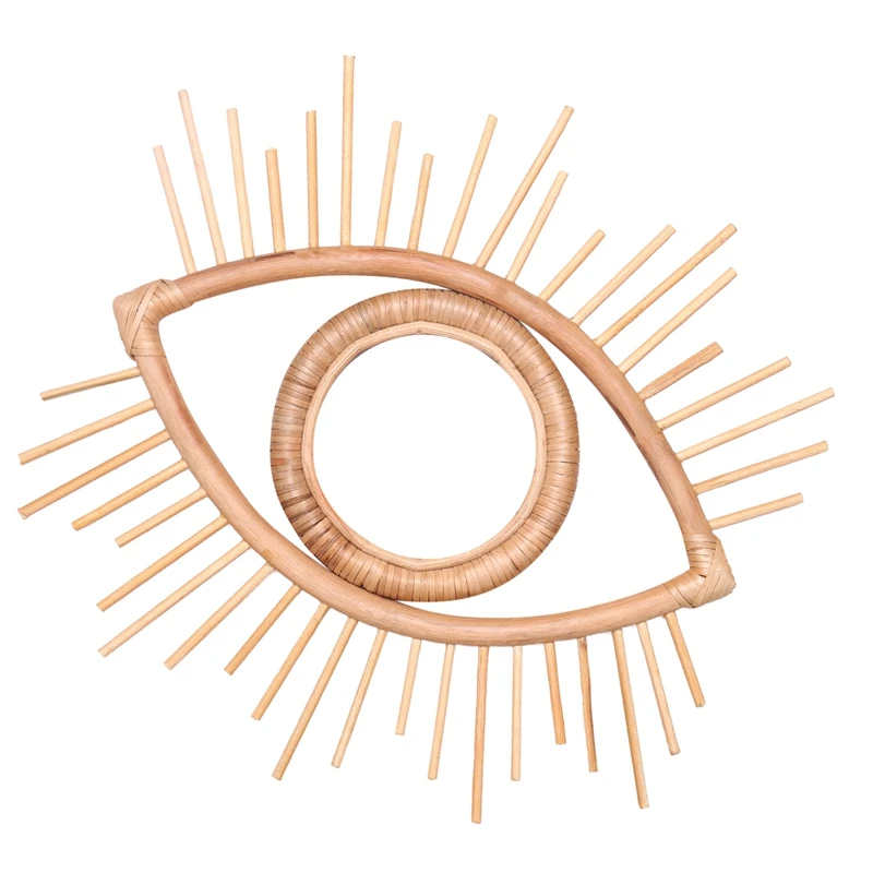Зеркальная рама в форме глаза из ротанга художественный декор зеркало для