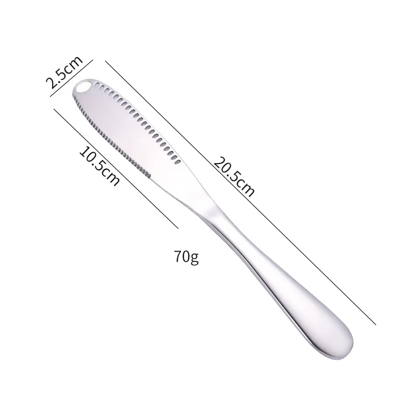 

430 Stainless Cheese Knife Multifunction Butter Knife with Hole Serrated Baking Varnish Bread Cheese Jam Knife Breakfast Tool