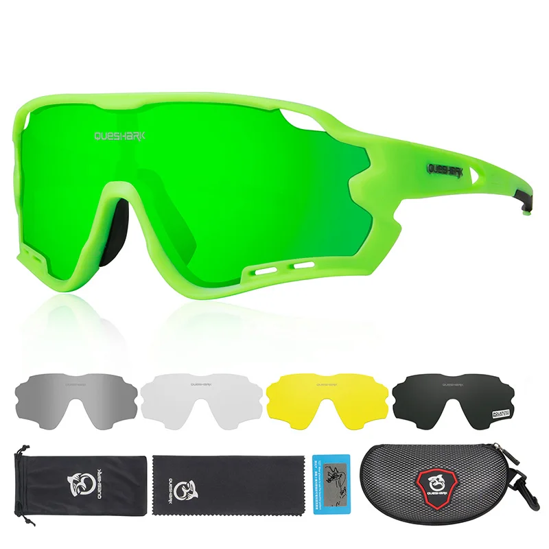 As Picture Showed Queshark HD поляризованные велосипедные очки для мужчин и женщин 5 линз MTB дорожный велосипед TR90 рама - Цвет: As Picture Showed