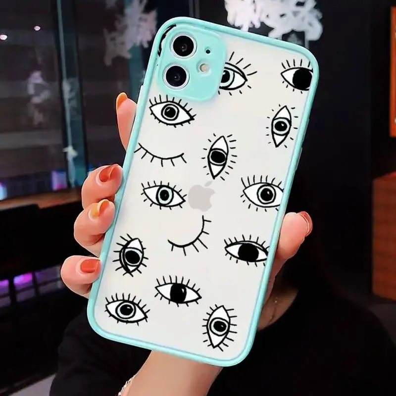 

Turkish lucky Blue Evil Eye Abstract Phone Cases matte transparent For iphone 7 8 11 12 plus mini x xs xr pro max cover
