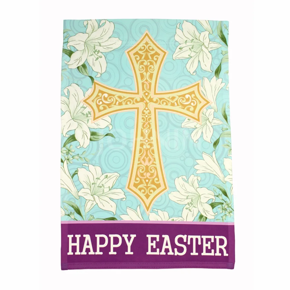 

own design Double-Sided Spring Cute Rabbit Eggs Happy Easter Garden Flag