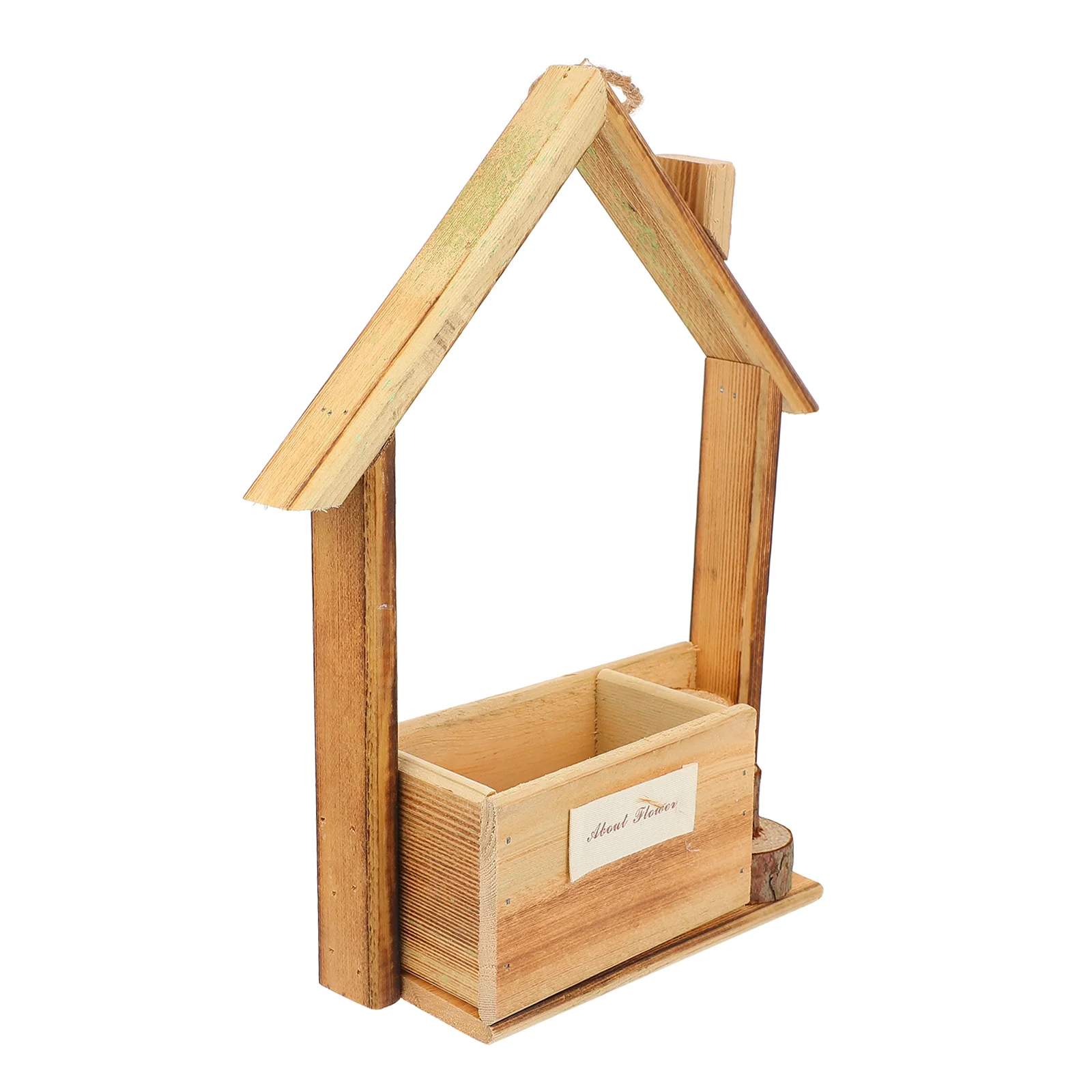 

Wooden Wall Flower Basket Pendant Decor House Shape Wall-mounted Flowerpot