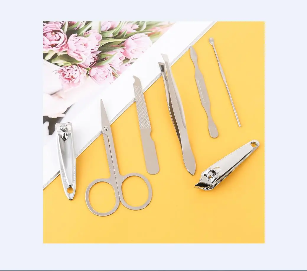 

Candy color seven stacked nail clippers suit household beauty manicure kit