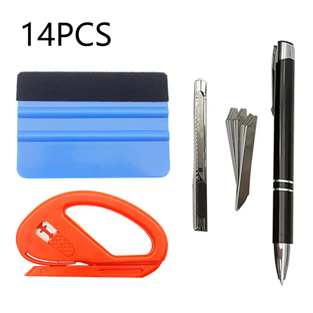 

14PCS Car Wrap Tool Kits Vinyl Wrap Tint Tool Set Car Window Film Stickers Felt Squeegee Edge Trimmer Window Tint Tools New